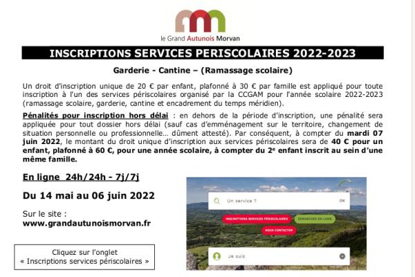 Inscription Services Périscolaires CCGAM Ecole de Couches 2022-2023