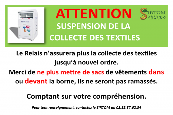 Collecte des bornes textiles suspendue