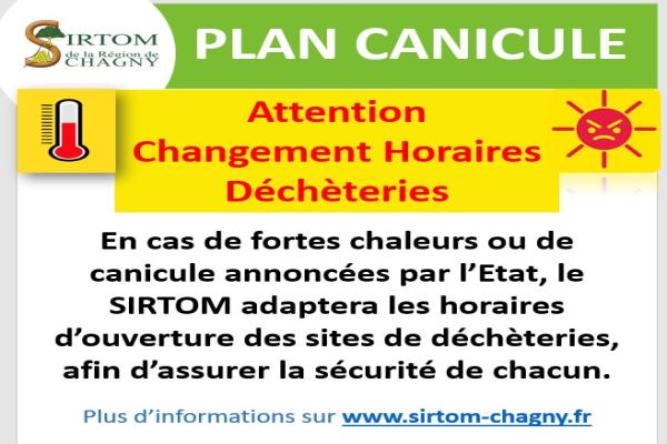 Nouveaux horaires Déchetteries du SIRTOM de Chagny Couches